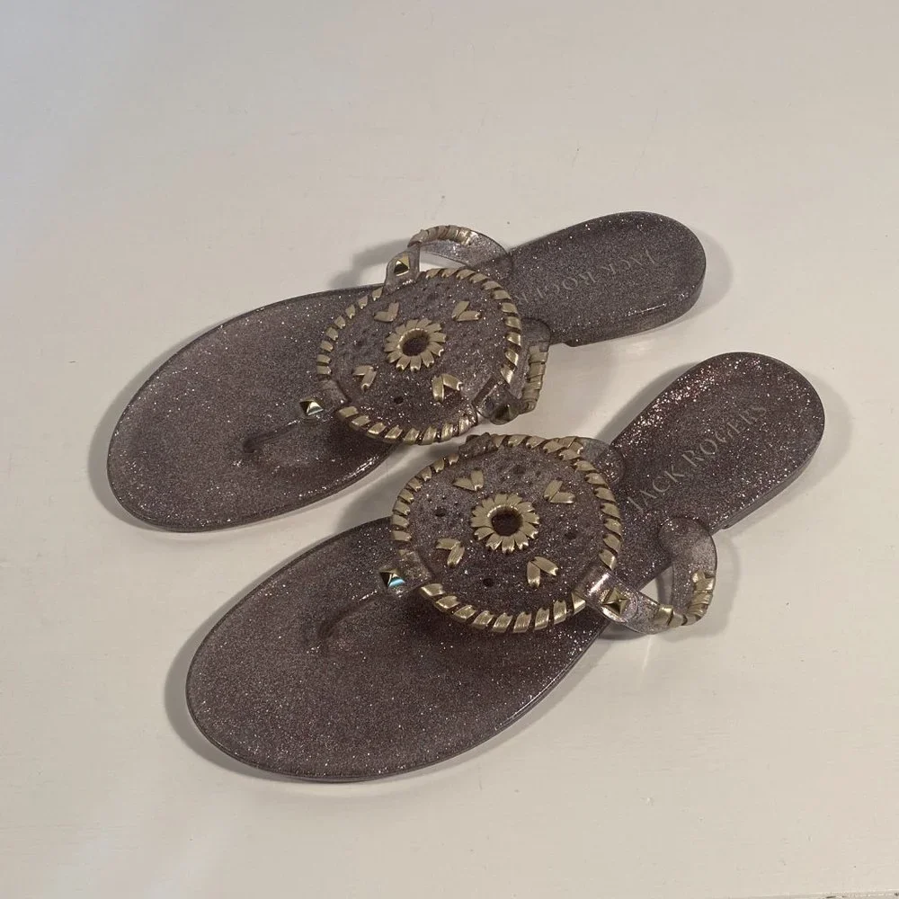 Jack Rogers Sparkle Rubber Jelly Thong Sandals Women Size 9 - Picture 3 of 8